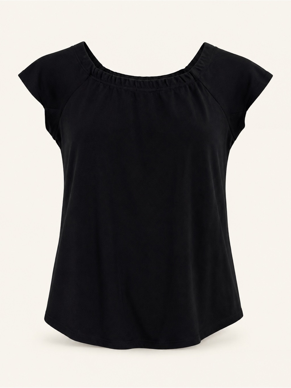 Chaser Black Wide Neck Cap Sleeve Top Size M NWT